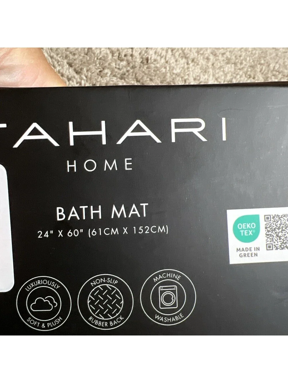 Tahari Home Taupe Bath Mat 24” X 60”, New